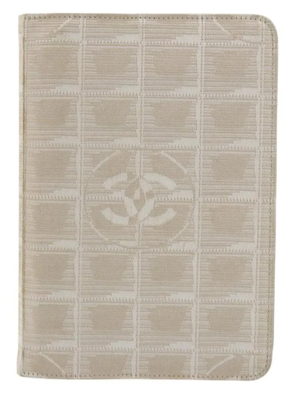 CHANEL New Travel Line Day Planner Cover Canvas Beige Silver CC Auth yk20472
